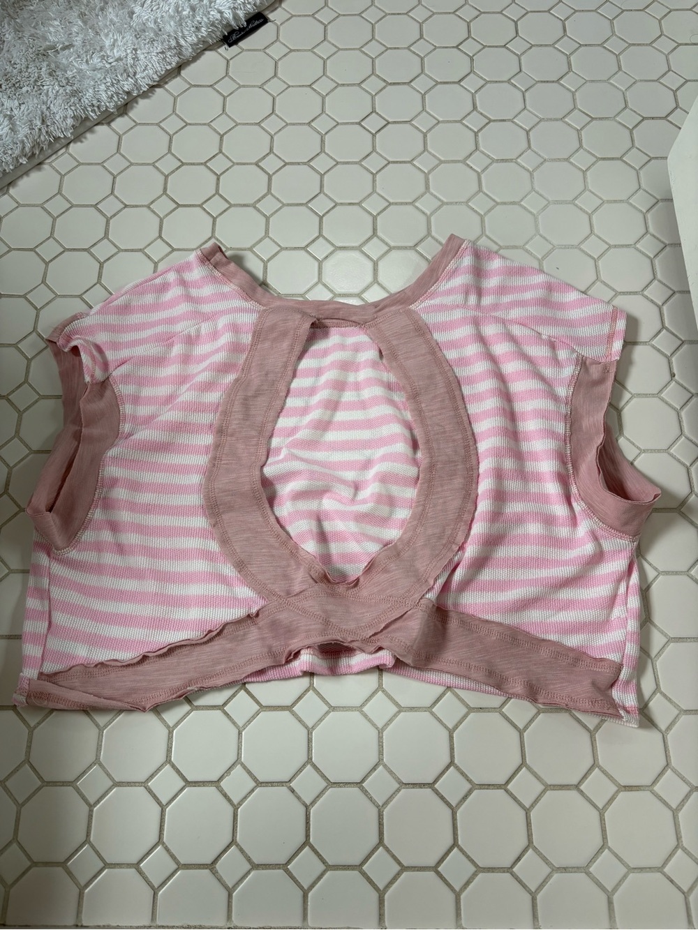 Pink Stripe Open Back Tee - Picture 2 of 2